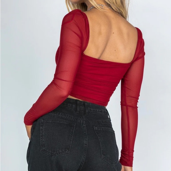 Princess Polly City Lights Long Sleeve Top Red - Picture 2 of 5